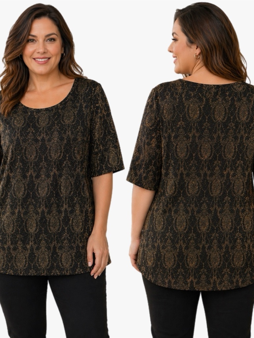LuLaRoe Luxury Gold Paisley Shimmer Classic T Shirt Women’s Plus Size 2X